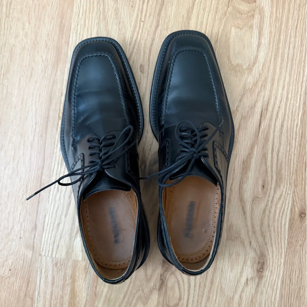 Magnanni Leather Oxford Dress Shoes Lace Up Square Toe Black Derby Men’s US 8 M